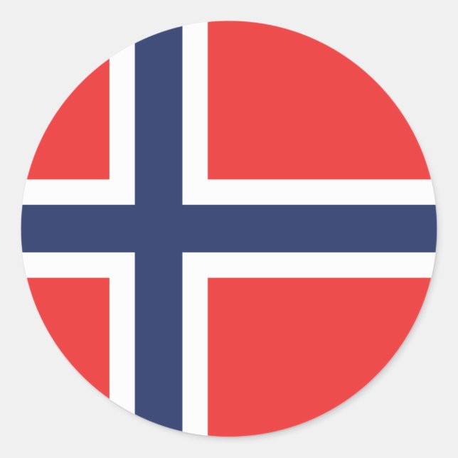 Pegatina redondo clásico de bandera de Noruega (Anverso)