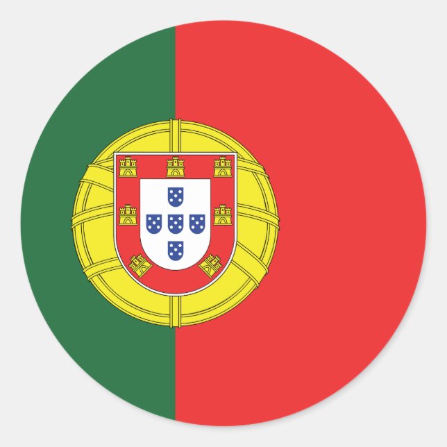 Pegatina redondo clásico de bandera portuguesa (Anverso)