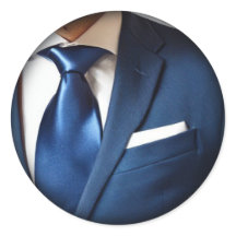 Pegatina redondo clásico de Blue Tie