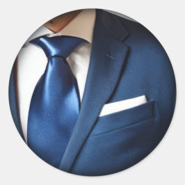 Pegatina redondo clásico de Blue Tie