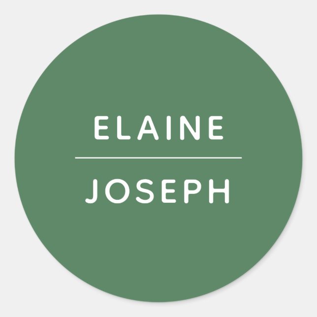 Pegatina redondo clásico de Boda verde sólido (Anverso)