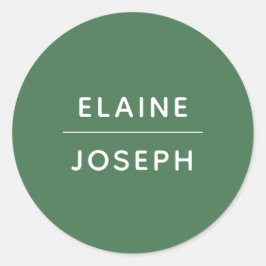 Pegatina redondo clásico de Boda verde sólido