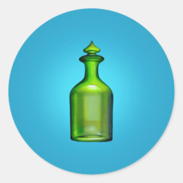Pegatina redondo clásico de botella verde