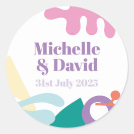 Pegatina redondo clásico de Confetti Collage