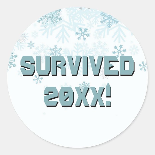 Pegatina redondo clásico de copos de nieve sobrevi (Anverso)