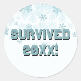 Pegatina redondo clásico de copos de nieve sobrevi