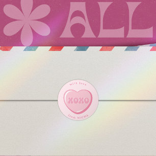 Pegatina redondo clásico de corazón dulce de San V