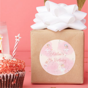 Pegatina redondo clásico de cumpleaños de la Princ