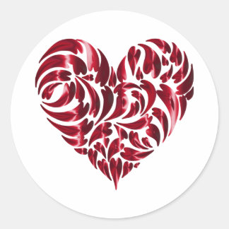 Pegatina redondo clásico de diseño de encaje rojo