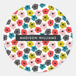Pegatina redondo clásico de flores