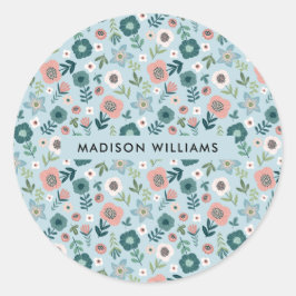 Pegatina redondo clásico de flores