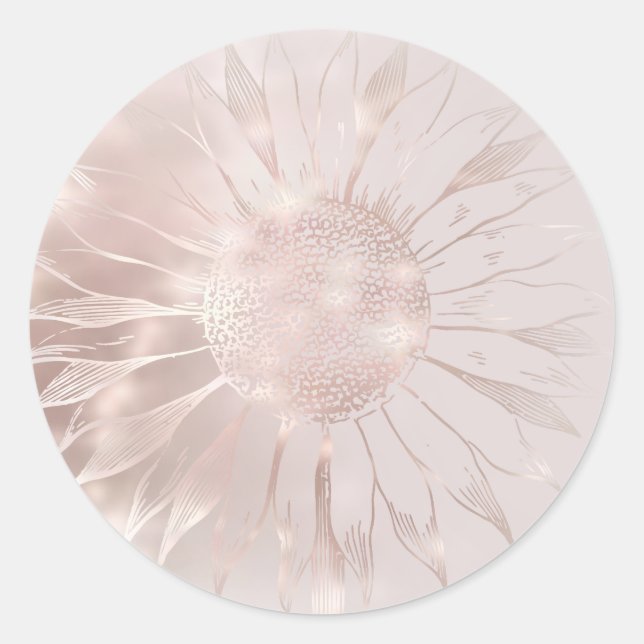 pegatina redondo clásico de girasol (Anverso)