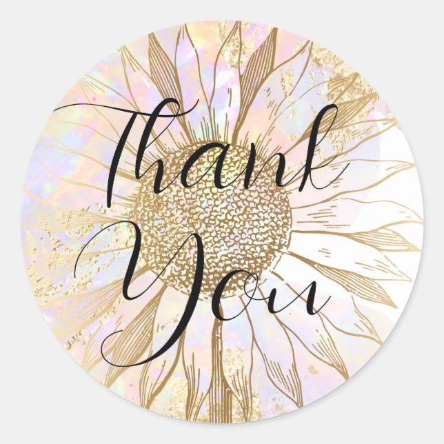 pegatina redondo clásico de girasol (Anverso)