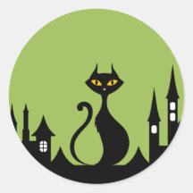 Pegatina redondo clásico de Halloween para gato ne