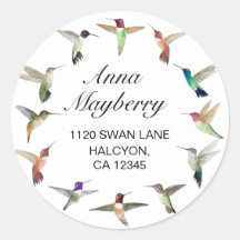 Pegatina redondo clásico de Hummingbirds