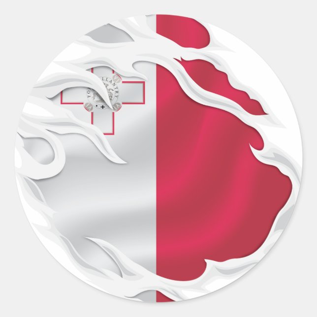 Pegatina redondo clásico de la bandera rasgada de  (Anverso)