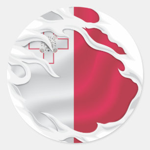 Pegatina redondo clásico de la bandera rasgada de 