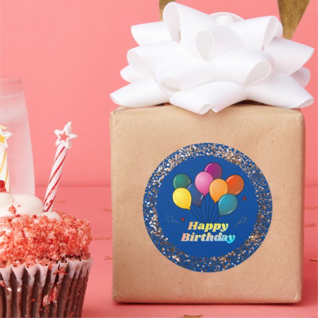 Pegatina redondo clásico de la celebración de cump (Fiesta)