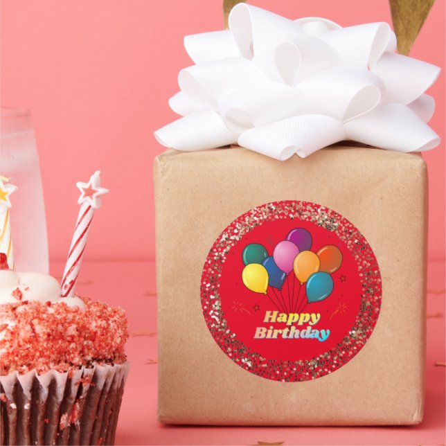 Pegatina redondo clásico de la celebración de cump (Fiesta)