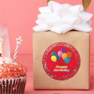 Pegatina redondo clásico de la celebración de cump