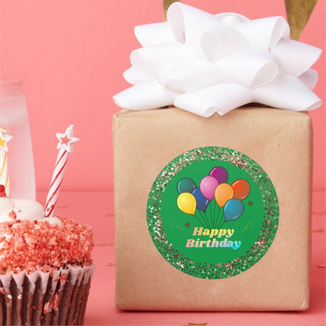 Pegatina redondo clásico de la celebración de cump (Fiesta)