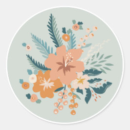 Pegatina redondo clásico de la flor Pastel