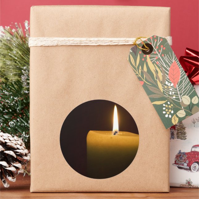 Pegatina redondo clásico de la llama de la velas (Vacaciones)