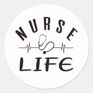 Pegatina redondo clásico de la vida de enfermería