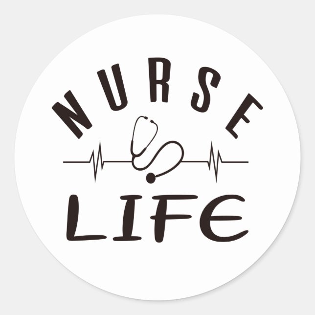 Pegatina redondo clásico de la vida de enfermería (Anverso)