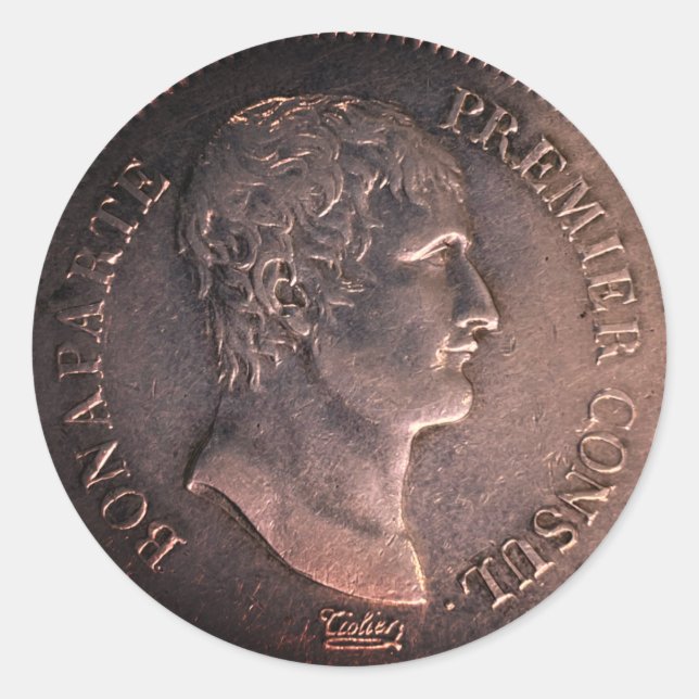 Pegatina redondo clásico de monedas de plata Bonap (Anverso)
