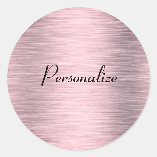 Pegatina redondo clásico de oro rosado metálico (Anverso)