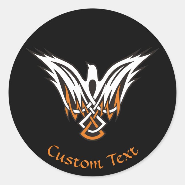 Pegatina Redondo Clásico de Pájaro Celta (Anverso)