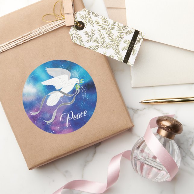 Pegatina redondo clásico de palo blanco (Regalar)