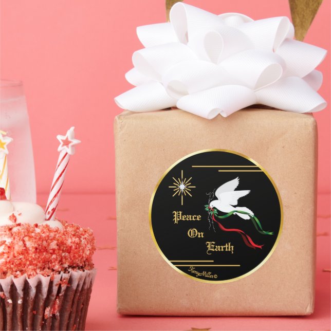 Pegatina redondo clásico de palo blanco (Fiesta)