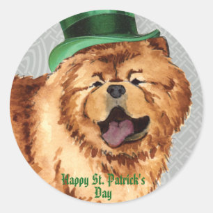 Pegatina redondo clásico de St. Patrick's Day Chow