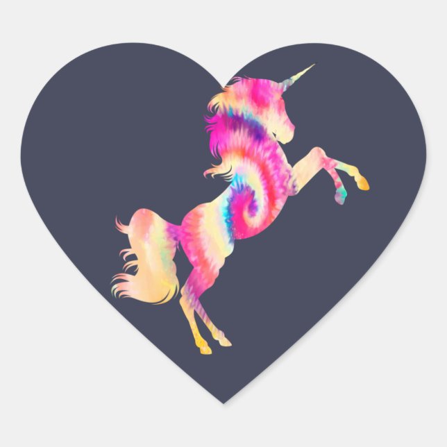 Pegatina redondo clásico de Tie Dye Unicorn (Anverso)