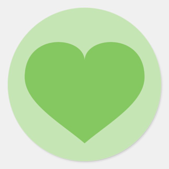 Pegatina redondo clásico del corazón verde (Anverso)