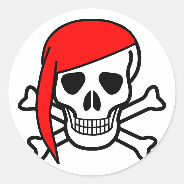 Pegatina redondo clásico del cráneo de Halloween (Anverso)