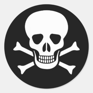 Pegatina redondo clásico del cráneo humano