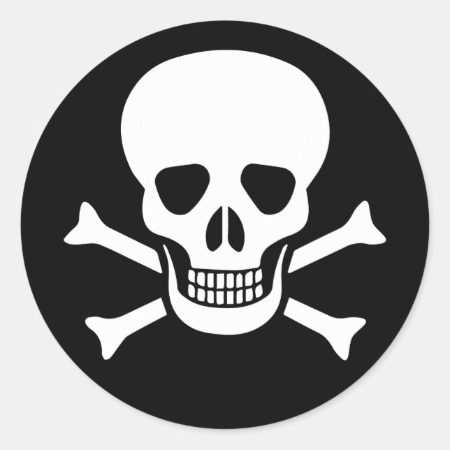 Pegatina redondo clásico del cráneo humano (Anverso)