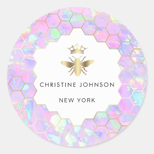 pegatina redondo clásico del logotipo de la abeja  (Anverso)