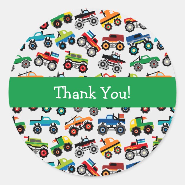 Pegatina redondo clásico del patrón monster del ca (Anverso)