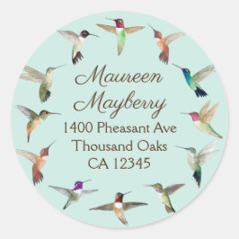 Pegatina redondo clásico Hummingbirds de Californi