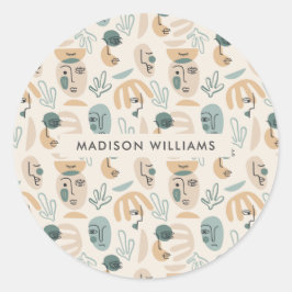 Pegatina redondo clásico monograma