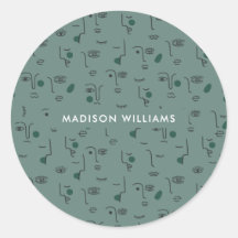 Pegatina redondo clásico monograma