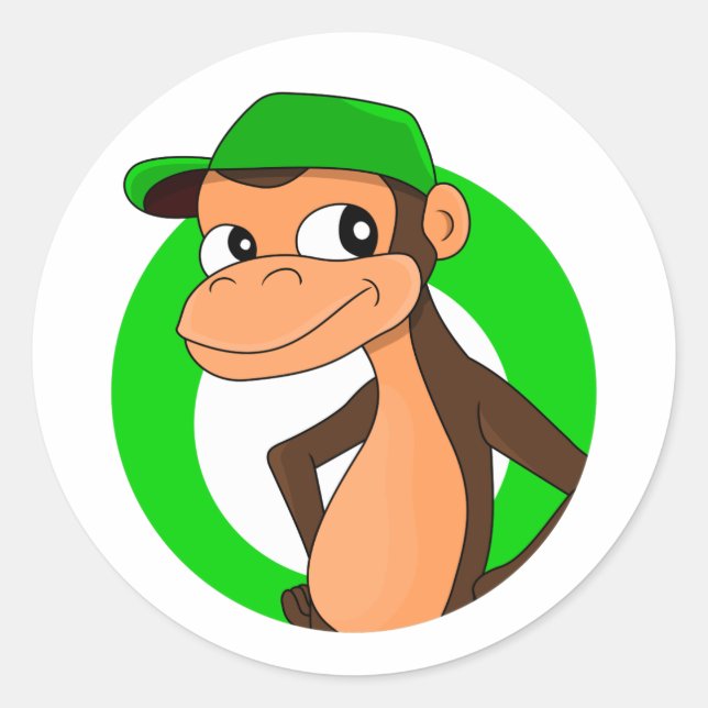 Pegatina redondo clásico personalizado Chimp (Anverso)