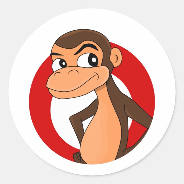 Pegatina redondo clásico personalizado Chimp (Anverso)