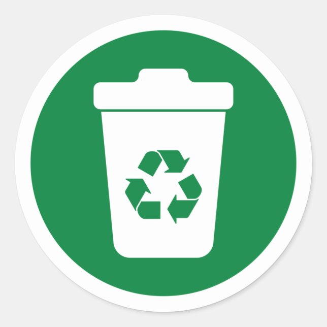 Pegatina redondo clásico Trash Can green (Anverso)