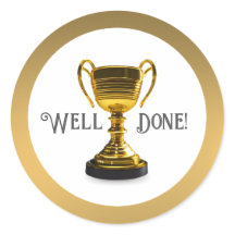 Pegatina redondo clásico trofeo bien hecho