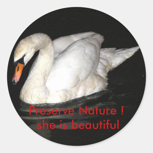 Pegatina redondo con cisne (Anverso)